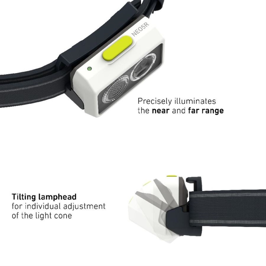 Ledlenser NEO5R - LED Stmievateľná nabíjateľná čelovka LED/1800 mAh IP54 600 lm 35 h čierna/biela