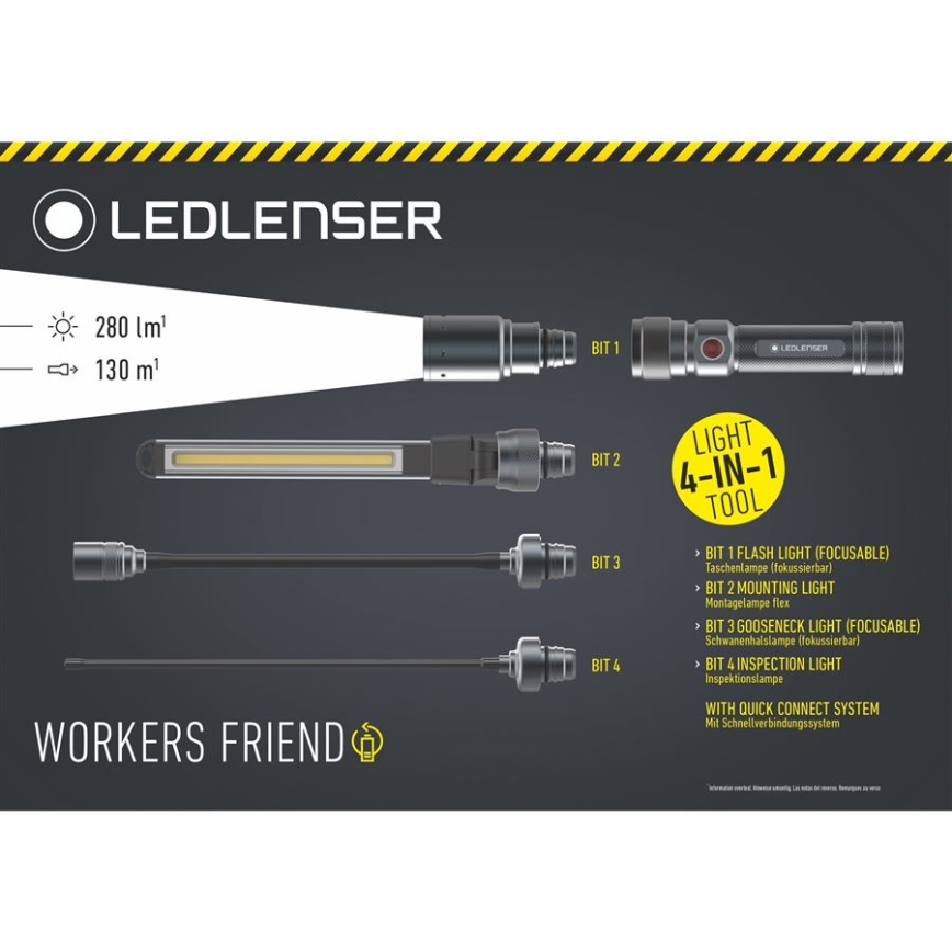 Ledlenser WORKERS FRIEND - LED stmievateľná nabíjateľná baterka LED/2500 mAh 280 lm 80 h čierna