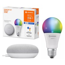 Ledvance - Inteligentný reproduktor Google Nest Mini + LED RGBW Stmievateľná žiarovka SMART+ A60 E27/60W/230V 2000 - 6500K