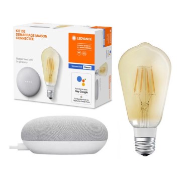 Ledvance - Inteligentný reproduktor Google Nest Mini + LED Stmievateľná žiarovka SMART+ E27/5,5W/230V 2400K