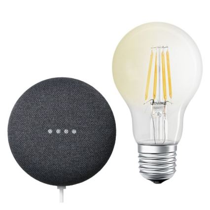 Ledvance - Inteligentný reproduktor Google Nest Mini + LED Stmievateľná žiarovka SMART+ A60 E27/6,5W/230V 2700K