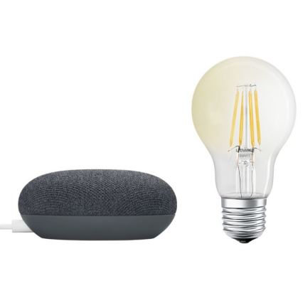 Ledvance - Inteligentný reproduktor Google Nest Mini + LED Stmievateľná žiarovka SMART+ A60 E27/6,5W/230V 2700K