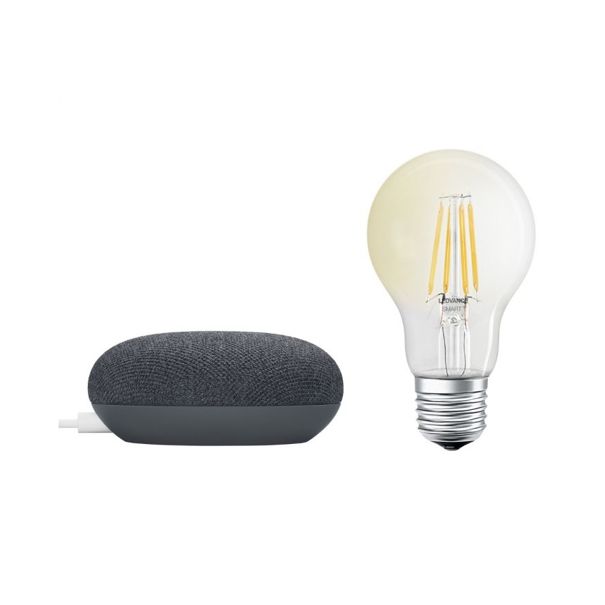Ledvance - Inteligentný reproduktor Google Nest Mini + LED Stmievateľná žiarovka SMART+ A60 E27/6,5W/230V 2700K