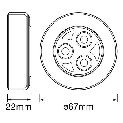 Ledvance - LED Dotykové orientačné svietidlo DOT-IT LED/0,2W/3xAAA