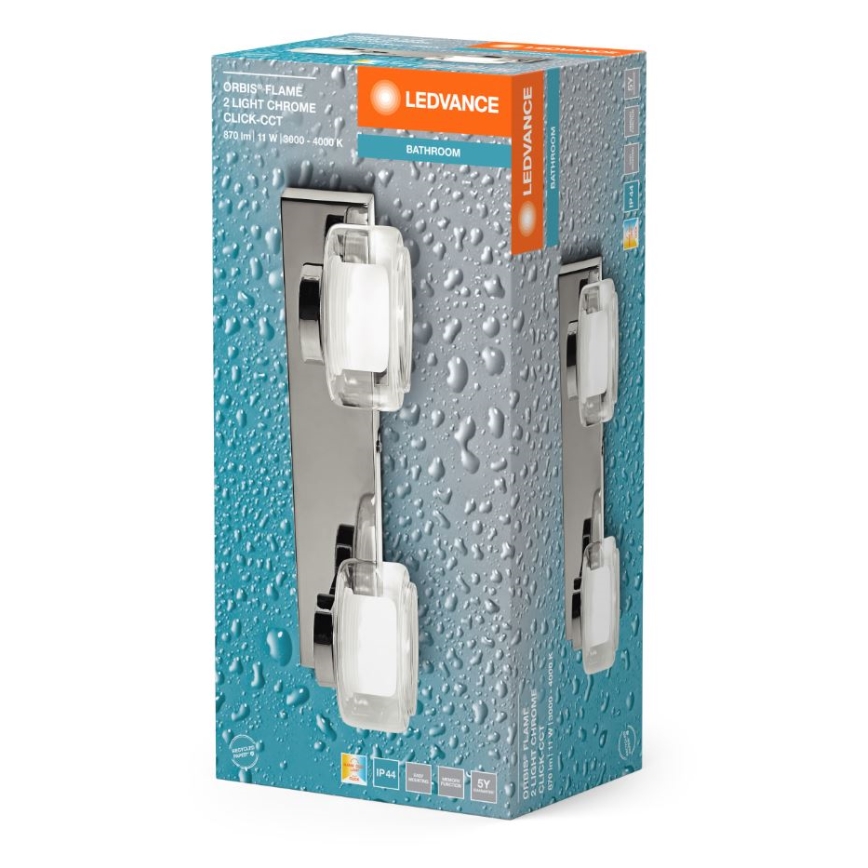 Ledvance - LED Kúpeľňové nástenné svietidlo ORBIS FLAME 2xLED/5,5W/230V 3000/4000K IP44 chróm