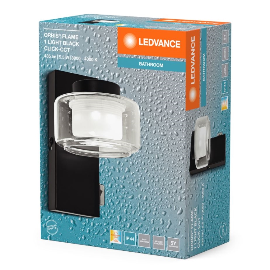 Ledvance - LED Kúpeľňové nástenné svietidlo ORBIS FLAME LED/5,5W/230V 3000/4000K IP44 čierna