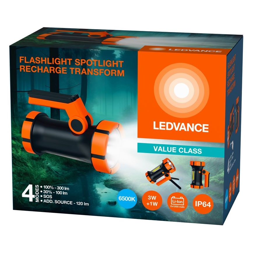 Ledvance -LED Nabíjacia baterka s powerbankou FLASHLIGHT LED/3W/5V IP64 2400mAh