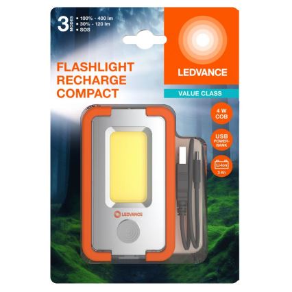 Ledvance - LED nabíjacia baterka s powerbankou FLASHLIGHT LED/4W/5V 3000mAh IPX2