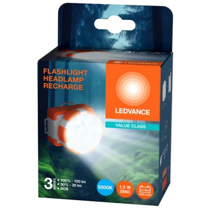Ledvance - LED Nabíjacia čelovka FLASHLIGHT LED/1,5W/5V 1200 mAh