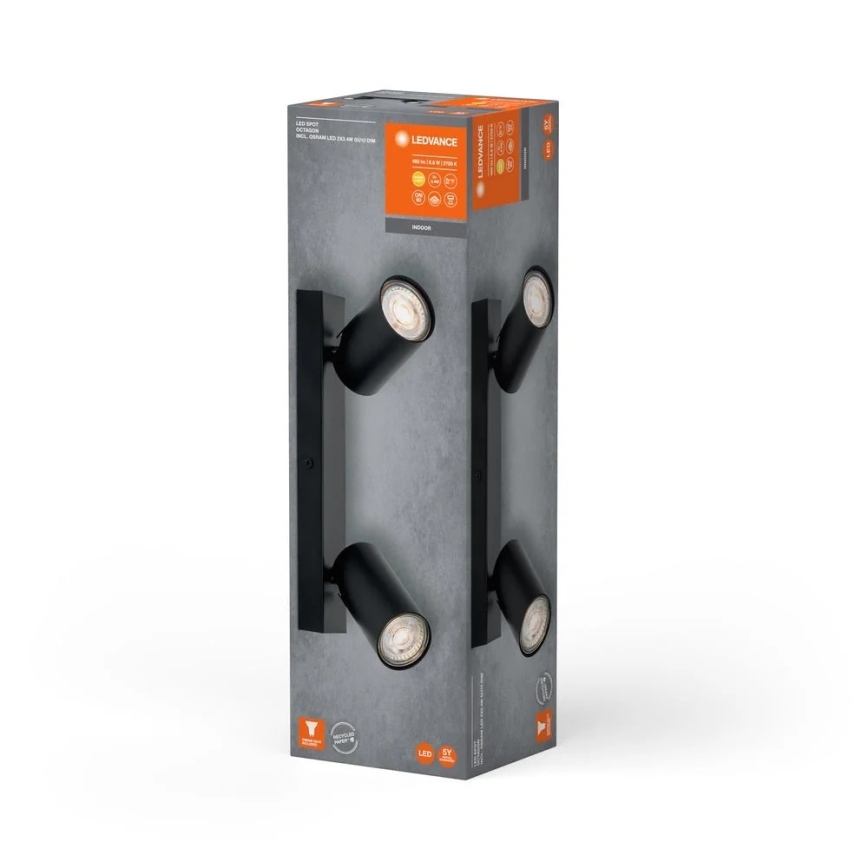 Ledvance - LED Nástenné bodové svietidlo OCTAGON 2xGU10/3,4W/230V 2700K čierna