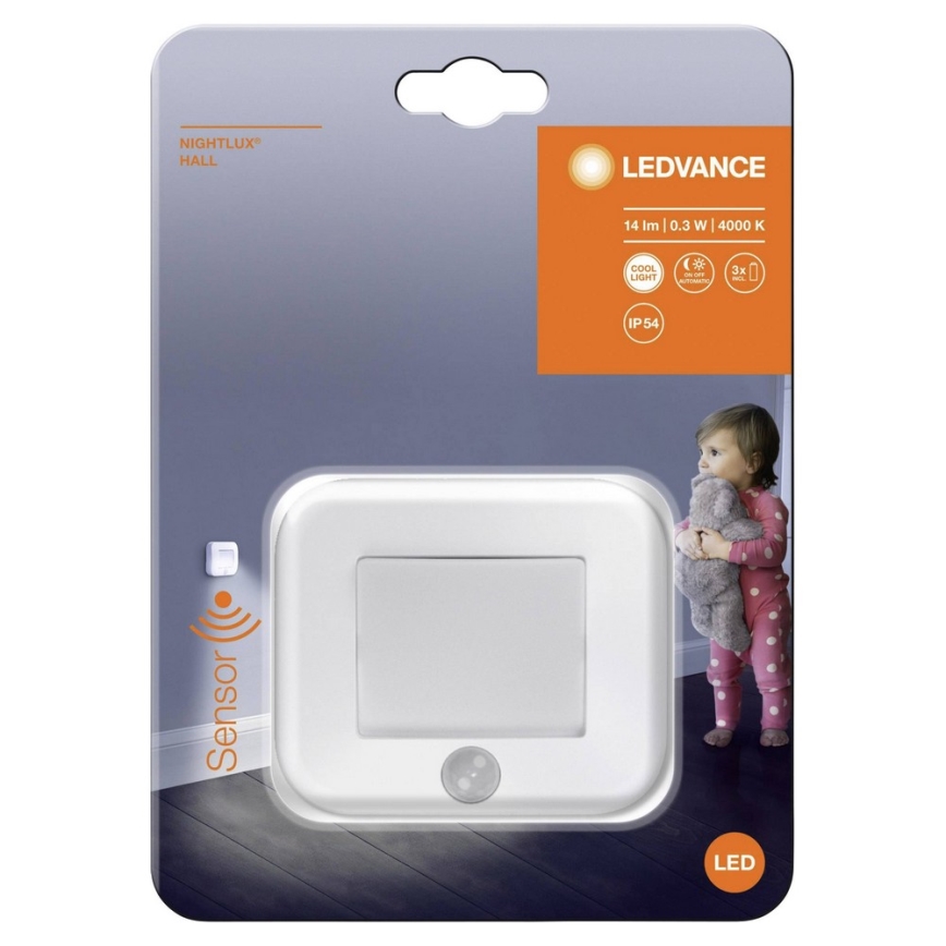 Ledvance - LED Orientačné svietidlo so senzorom NIGHTLUX LED/0,25W/3xAAA
