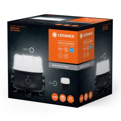 Ledvance - LED Pracovné svietidlo s 2 zásuvkami WORKLIGHT SOCKET LED/30W/230V IP54