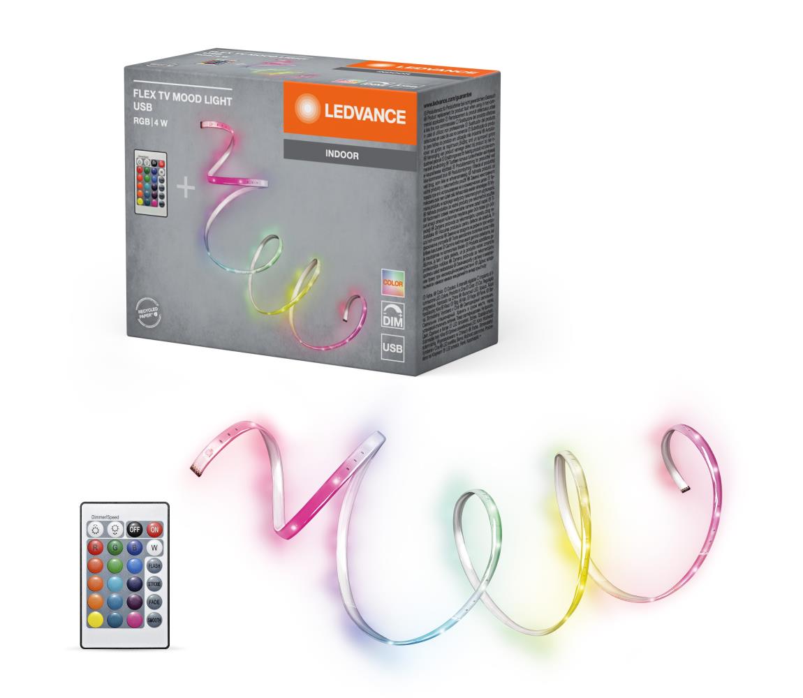 Ledvance - LED RGB stmievateľný pásik FLEX TV MOOD 1m LED/4W/5V + diaľkový ovládač 4099854317743