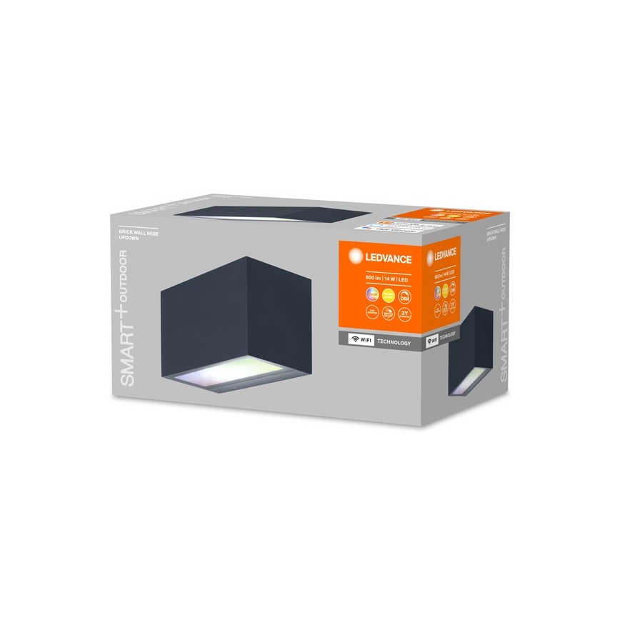 Ledvance - LED RGBW Stmievateľné vonkajšie nástenné svietidlo SMART+ BRICK LED/14W/230V Wi-Fi IP44