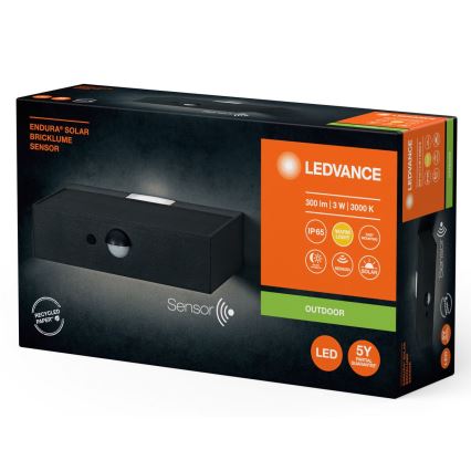 Ledvance - LED Solárne nástenné svietidlo so senzorom pohybu a súmraku ENDURA SOLAR LED/3W/4,2V 1200 mAh IP65