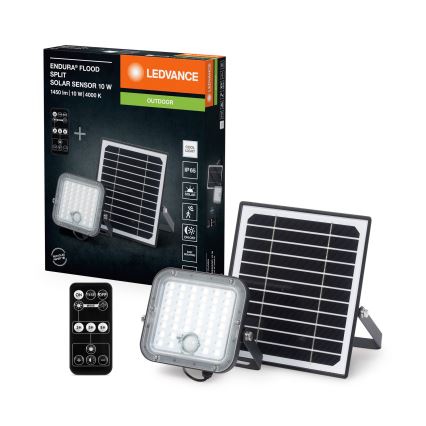Ledvance - LED Stmievateľný solárny reflektor so senzorom FLOOD SPLIT LED/10W/3,2V 5000 mAh IP65 + diaľkové ovládanie