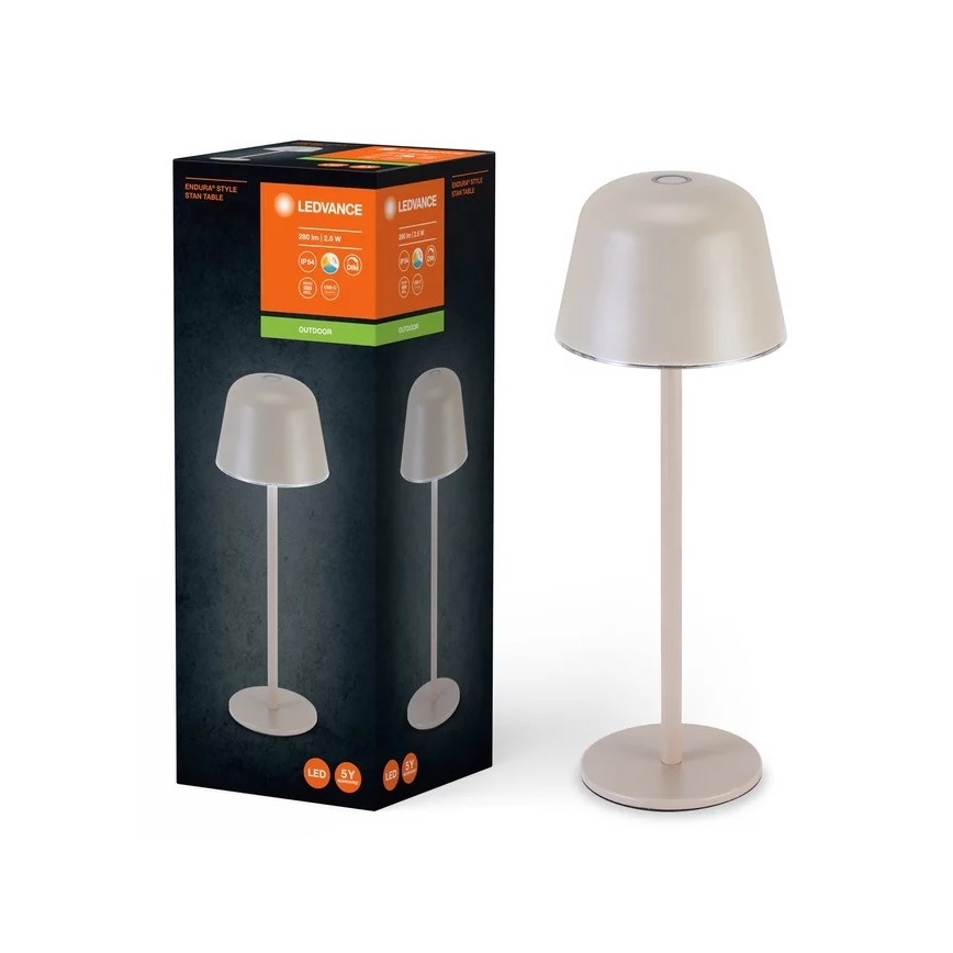 Ledvance - LED Stmievateľná vonkajšia nabíjacia lampa TABLE LED/2,5W/5V IP54 béžová