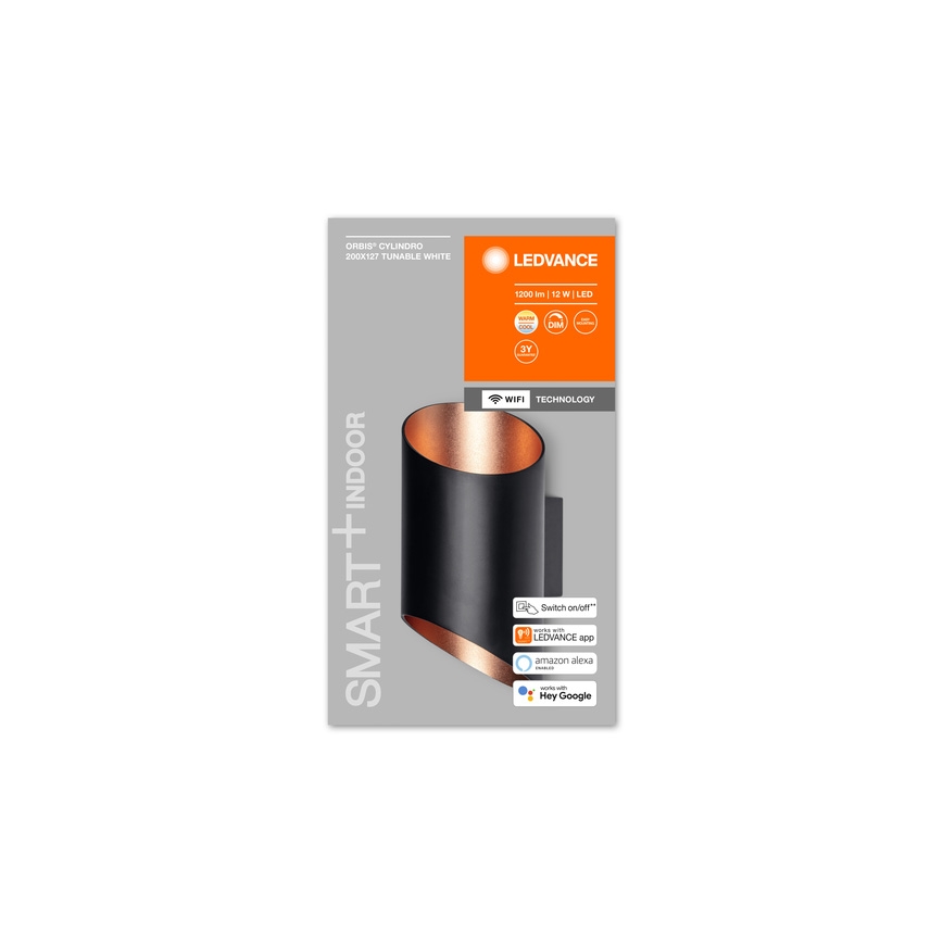 Ledvance - LED Stmievateľné nástenné svietidlo  SMART+ CYLINDRO LED/12W/230V 3000-6500K Wi-Fi čierna