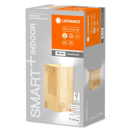 Ledvance - LED Stmievateľné nástenné svietidlo SMART+ WOOD LED/12W/230V 3000-6500K Wi-Fi