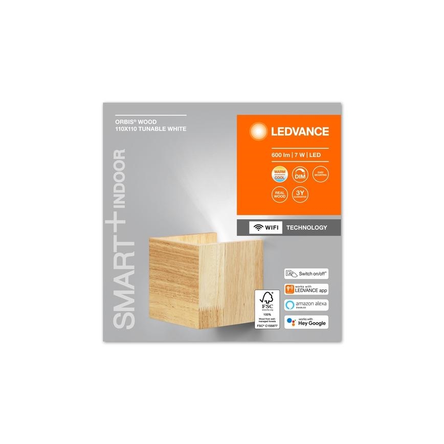 Ledvance - LED Stmievateľné nástenné svietidlo SMART+ WOOD LED/7W/230V 3000-6500K Wi-Fi