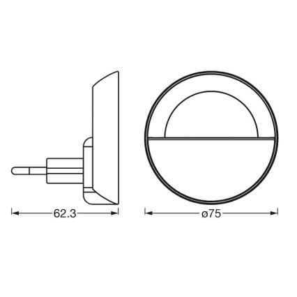 Ledvance - LED Stmievateľné nočné svetlo LUNETTA LED/0,7W/230V