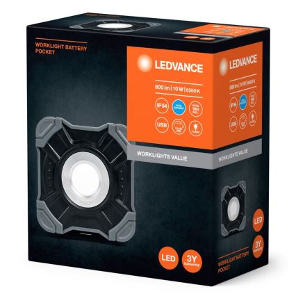 Ledvance - LED Stmievateľné pracovné svietidlo WORKLIGHT BATTERY LED/10W/5V IP54