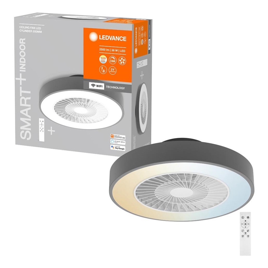 Ledvance - LED Stmievateľné stropné svietidlo s ventilátorom SMART+ LED/38W/230V 3000-6500K Wi-Fi + diaľkové ovládanie