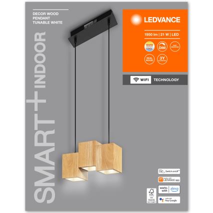 Ledvance - LED Stmievateľný luster na lanku DECOR WOOD 3xLED/7W/230V Wi-Fi