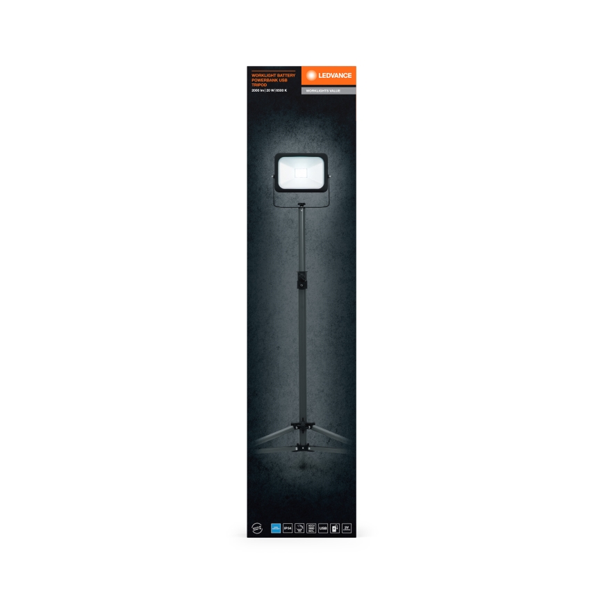 Ledvance - LED Stmievateľný reflektor s držiakom WORKLIGHT TRIPOD LED/20W/3,7V 1500 mAh IP54