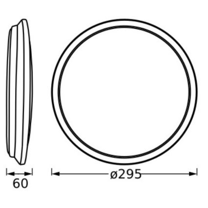 Kruhový objekt s priemerom 295 mm a hrúbkou 60 mm je zobrazený v čelnom a bočnom pohľade. Technický nákres ukazuje rozmery.