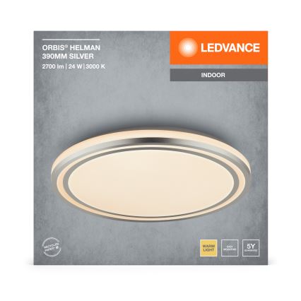 Ledvance - LED Stropné svietidlo ORBIS HELMAN LED/24W/230V pr. 39 cm strieborná