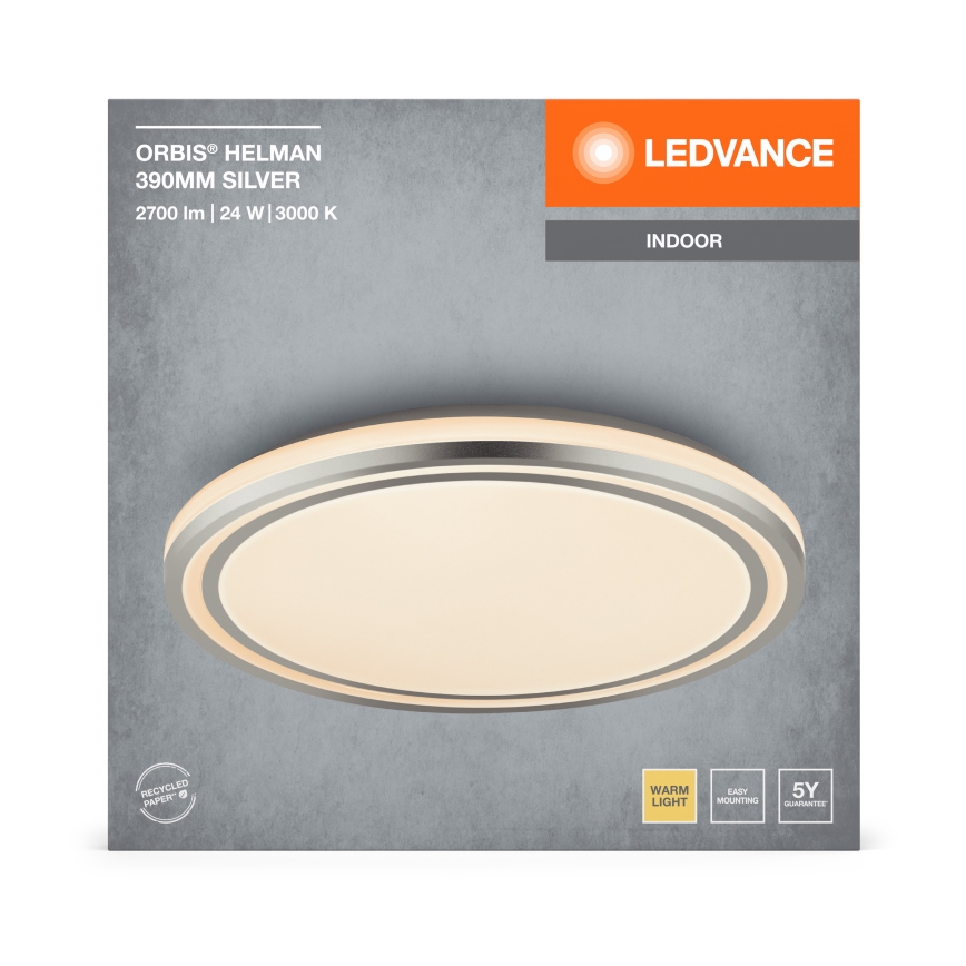 Ledvance - LED Stropné svietidlo ORBIS HELMAN LED/24W/230V pr. 39 cm strieborná