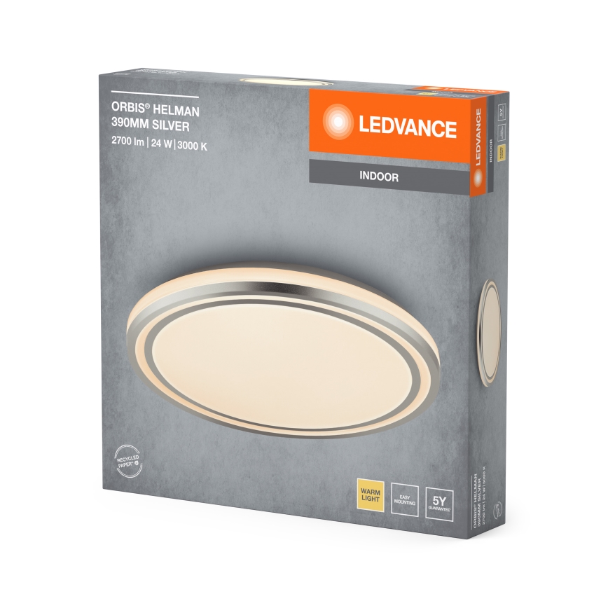 Ledvance - LED Stropné svietidlo ORBIS HELMAN LED/24W/230V pr. 39 cm strieborná