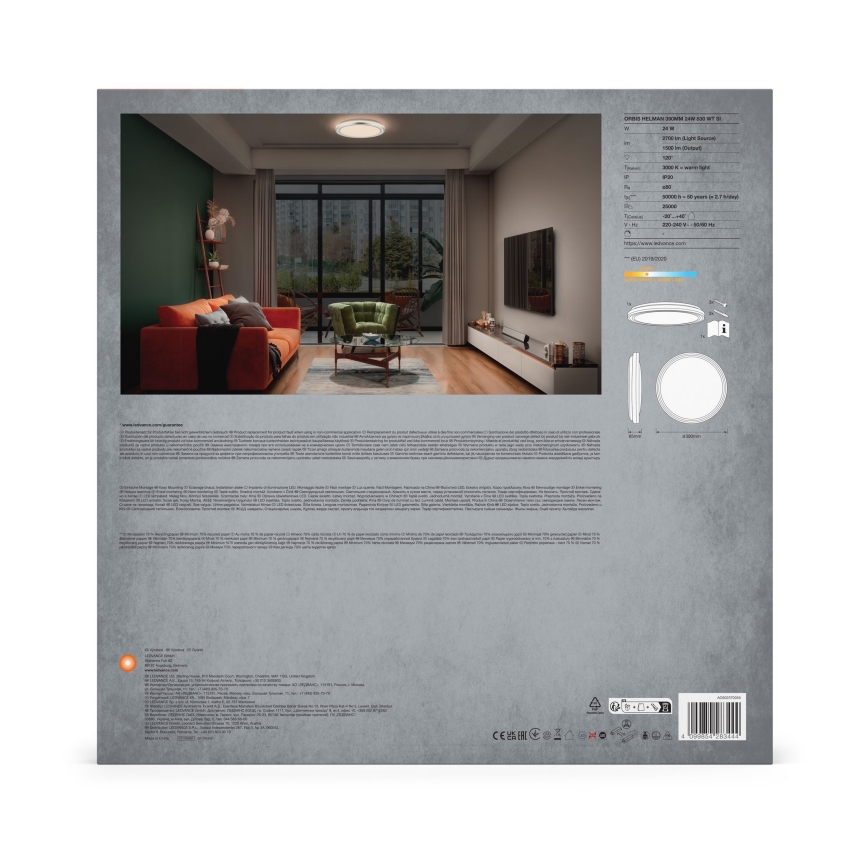 Ledvance - LED Stropné svietidlo ORBIS HELMAN LED/24W/230V pr. 39 cm strieborná