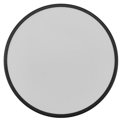 Svetlošedý okrúhly panel s čiernym okrajom je zobrazený na bielom pozadí. Panel je plochý a má jednoduchý dizajn.