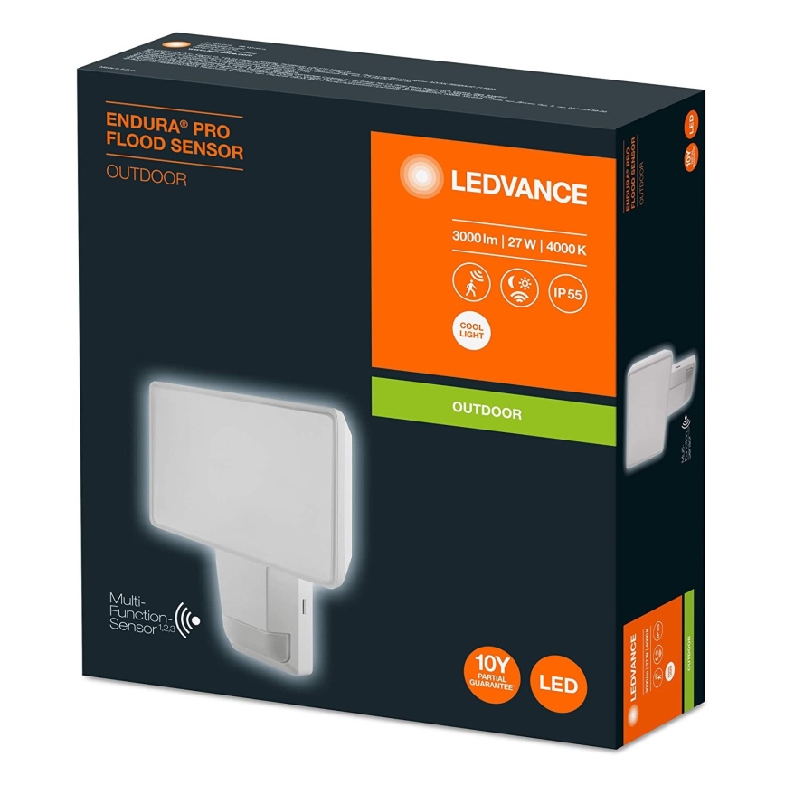Ledvance - LED Vonkajší nástenný reflektor so senzorom FLOOD LED/27W/230V IP55