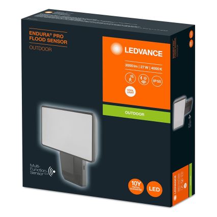 Ledvance - LED Vonkajší nástenný reflektor so senzorom FLOOD LED/27W/230V IP55