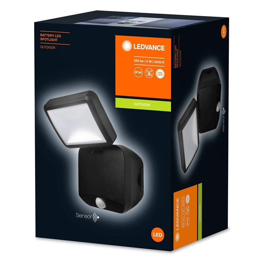 Ledvance - LED Vonkajší nástenný reflektor so senzorom SPOTLIGHT LED/4W/4xD IP54