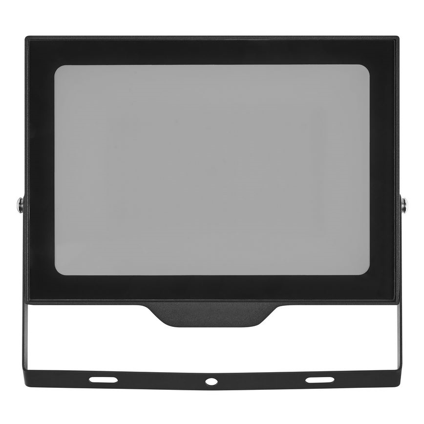 Svietidlo svieti. Je obdĺžnikové, čiernej farby, s matným sivým sklom. Uchytené je na čiernom kovovom ráme s otvormi na montáž.