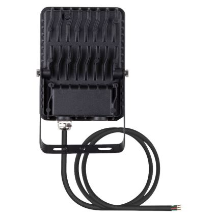 Svietidlo je pripojené k elektrickému káblu. Svietidlo je čierne, obdĺžnikové a má kovový držiak. Kábel je čierny s viacfarebnými vodičmi na konci.