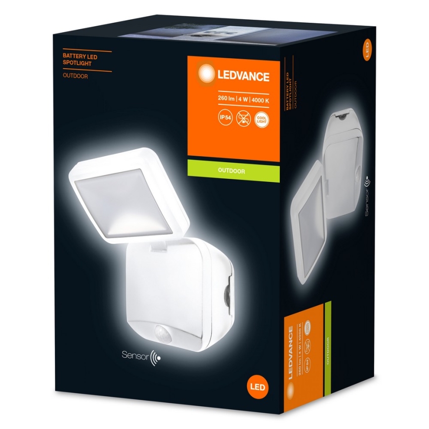 Ledvance - LED Vonkajšie nástenné svietidlo so senzorom BATTERY LED/4W/4xD IP54