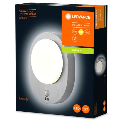 Ledvance - LED Vonkajšie nástenné svietidlo so senzorom DISC LED/8W/230V IP44