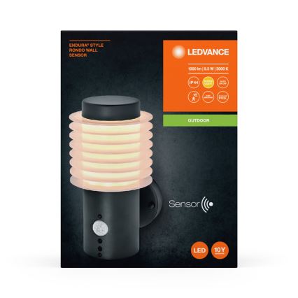 Ledvance - LED Vonkajšie nástenné svietidlo so senzorom ENDURA RONDO LED/9,5W/230V IP44 antracit