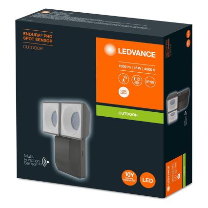 Ledvance - LED Vonkajšie nástenné svietidlo so senzorom SPOT 2xLED/8W/230V IP55