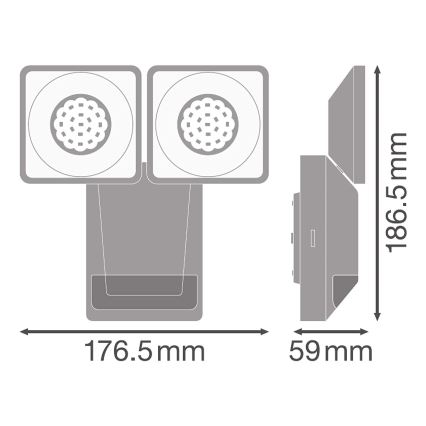 Ledvance - LED Vonkajšie nástenné svietidlo so senzorom SPOT 2xLED/8W/230V IP55