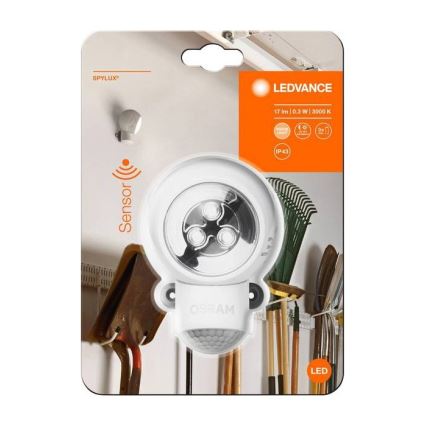 Ledvance -LED Vonkajšie orientačné svietidlo so senzorom SPYLUX LED/0,3W/3xAA IP43