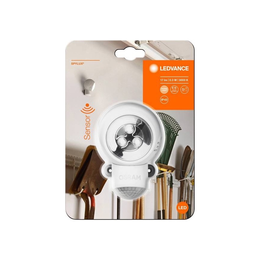 Ledvance -LED Vonkajšie orientačné svietidlo so senzorom SPYLUX LED/0,3W/3xAA IP43