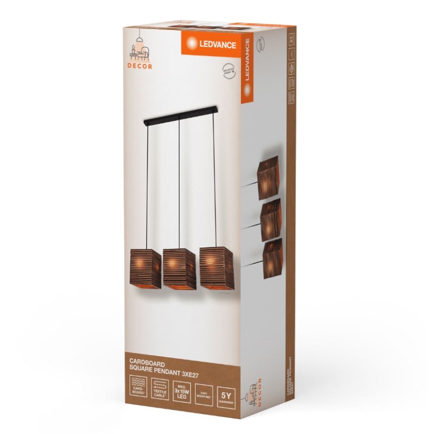 Ledvance - Luster na lanku DECOR CARDBOARD 3xE27/15W/230V