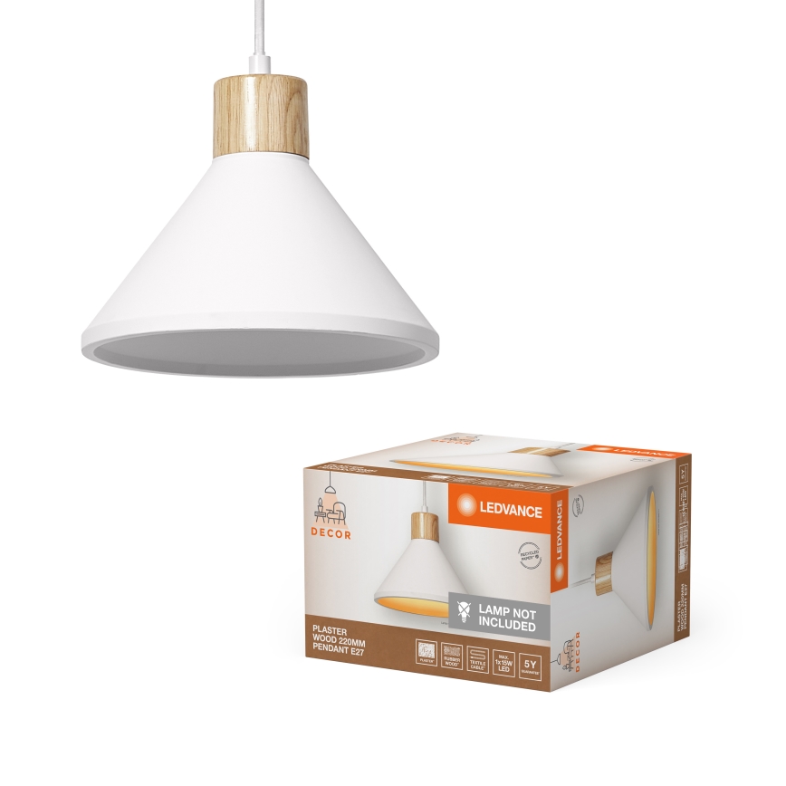 Ledvance - Luster na lanku DECOR PLASTER 1xE27/25W/230V pr. 22 cm sadra biela