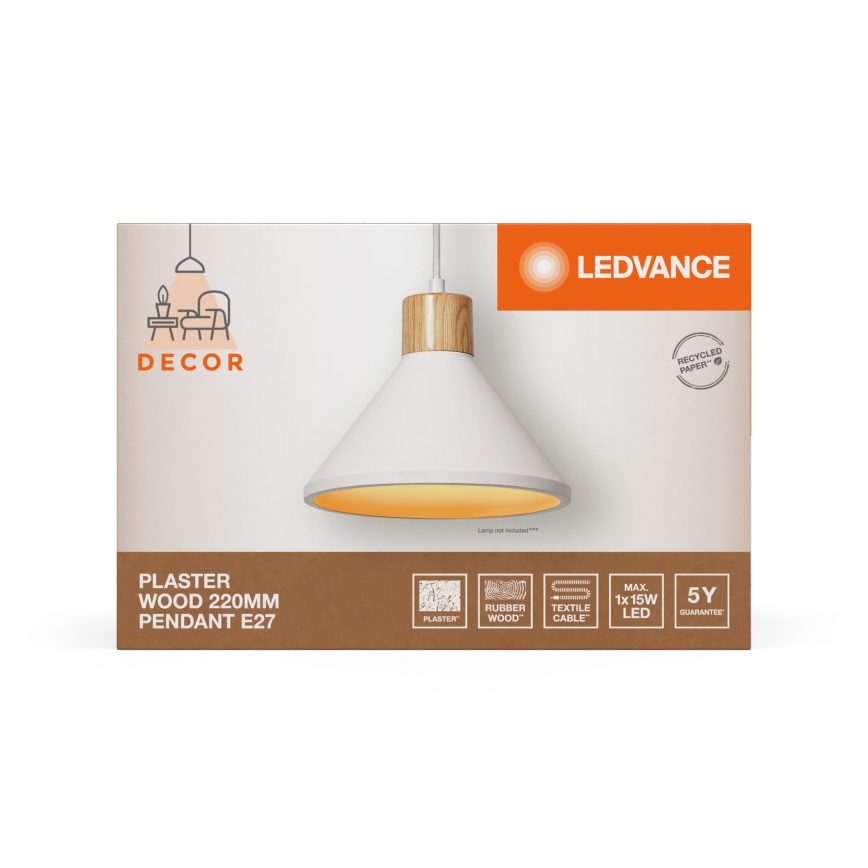 Ledvance - Luster na lanku DECOR PLASTER 1xE27/25W/230V pr. 22 cm sadra biela